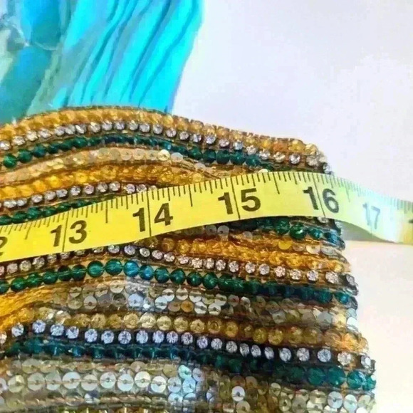 Indian Inspired Aqua Emerald Cinderella Dress with Tulle & Crystals - size Small - Picture 8 of 8